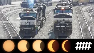 Trains and Solar Eclipse at NS Rose Yard in Altoona, PA on the Norfolk Southern Pittsburgh Line