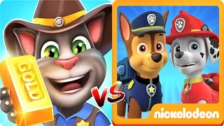 PAW PATROL Rescue Run Vs Talking TOM Gold Run Android Dog Cat Games