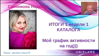 Итоги первой недели 1 каталога! МОЙ график активности на 2017 год!