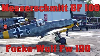 Messerschmitt Bf-109 G-6, G-14 and Focke-Wulf Fw190 at Hangar 10