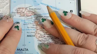 ASMR ~ Malta History & Geography ~ Soft Spoken Map Pointing Page Turning