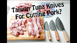 Taiwan Tuna Knives Butchering Pork! Master Kuo G-3 Mini, G-3 Small & G-4 Medium Fish Knives