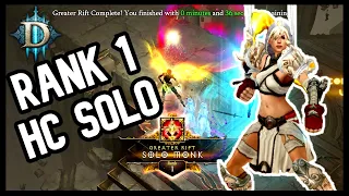 HC Solo Player Rank 1 Monk Push | Season 28 Lod WoL