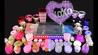 PINK & GOLD vs PURPLE & SILVER ~ Mixing Glitter & Charms Into Clear Slime!