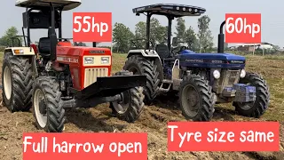 Swaraj 855 4x4 VS Farmtrac 6055 4x4 (full harrow open Karka ਕੀਤੀ performance check)#