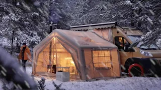 SNOW CAMPING WITH RV AND WINTER GARDEN