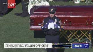 US Flag folding ceremony, flyover for fallen Bristol police officers