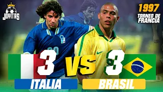 PARTIDAZO ⚽ ITALIA 3-3 BRASIL 🕺 Torneo de Francia 1997 🏆 Amistoso HD