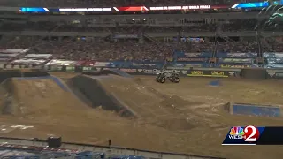 Thousands crowd the Camping World Stadium for Monster Jam