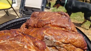 Smoked pulled pork bbq on the WSM weber smokey mountain