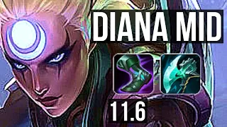 DIANA vs AKALI (MID) | 9/0/2, 1100+ games, Legendary, 1.2M mastery | BR Master | v11.6