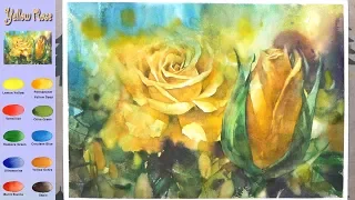Without Sketch Flower Watercolor - Yellow Rose (color mixing, Arches)NAMIL ART