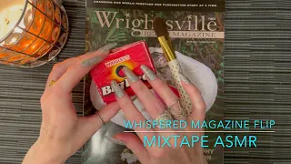 ASMR magazine flip (gum chewing & soft whispering)