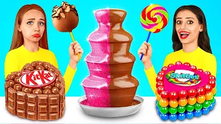 Rich Girl vs Broke Girl Chocolate Fondue Challenge | 100 Layers of Chocolate Food by RATATA COOL