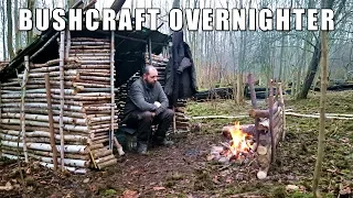 Bushcraft Overnighter - Winter Shelter with Wood Stove