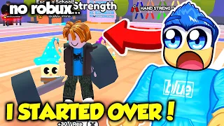 I Started OVER In Arm Wrestle Simulator WITH NO ROBUX!