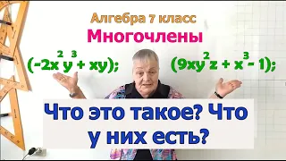 7 кл. Многочлен, члены и степень многочлена. Определения и примеры. Сложение, вычитание многочленов.