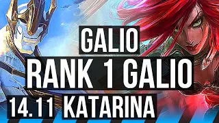 GALIO vs KATARINA (MID) | Rank 1 Galio, 8/2/15, Godlike, Rank 19 | JP Challenger | 14.11