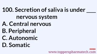 Human Anatomy and Physiology MCQ - 7 || #PharmacistExamQuestionPaper | DCO | GPAT | NIPER Exam