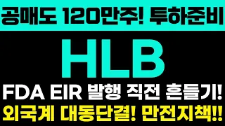 [HLB 주가전망]공매도 120만주! 투하준비!! FDA EIR 발행 직전 흔들기!! 외국계 대동단결! 만전지책으로 대항준비 끝!! 절대 흔들리시면 안됩니다!!