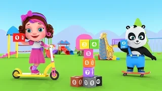 Learn Colors and Numbers while Pinky and Panda Playing at Outdoor Playground