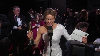 Renée Zellweger stops by the Oscars Thank You Cam after accepting her Oscar