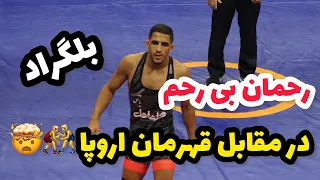 گزارش کشتی نیمه نهایی رحمان عموزاد در مقابل موسوکائف 65KG🤼‍♂️🤯بلگراد صربستان ۲۰۲۳