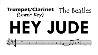 Hey Jude by The Beatles Trumpet Clarinet Lower Key Sheet Music Backing Track Play Along Partitura