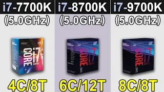 i7-7700K (5.0GHz) Vs. i7-8700K (5.0GHz) Vs. i7-9700K (5.0GHz) | 1080p and 2160p Gaming Benchmarks