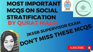 MCQs on STRATIFICATION , JKSSB SUPERVISOR EXAM , SOCIAL WELFARE DEPARTMENT