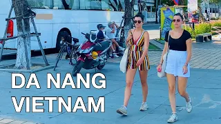 【🇻🇳 4K】Vietnam Walking Tour - Da Nang Beach at Daytime 🏖 - Dragon Bridge, Love Bridge, Han River