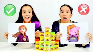 COLORINDO FROZEN 2 COM 3 CORES DE MASSINHA ★ Pintando a Anna - Arte com PlayDoh | 3 MARKER CHALLENGE