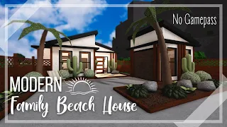 No Gamepass Modern Family Beach House | 48k! |Speedbuild & Tour | Roblox Bloxburg | Tapioca