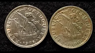 Portugal Pre-Euro 2.5 Escudo Coins 1978  and 1980 2$50