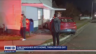 Car smashes into Tacoma home, then drives off | FOX 13 Seattle