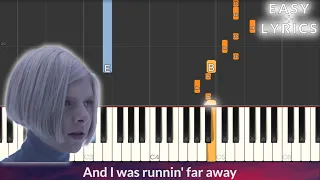 AURORA - Runaway EASY Piano Tutorial + Lyrics