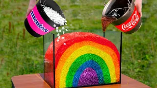 EXPERIMENT: How to make Big Rainbow with Orbeez in Aquarium from Coca-cola VS Mentos