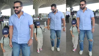 Taimur Ali Khan & Saif Ali Khan Spotted at Mumbai Airport 😍💕📸✈️