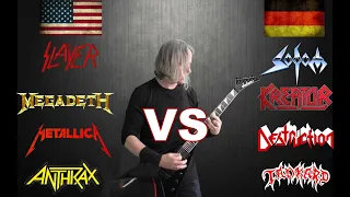 American Big 4 VS German Big 4 (Guitar Riffs Battle)