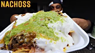 Loaded *CHEESY* Carne Asada Nachos Mukbang/Social Eating Show *Tastee Motive Carne Asada Fries