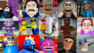 SPEED Run in 23 Scary Obby from Horror Clown Barry Prison, Grumpy Gran, Siren Cop, School Breakout