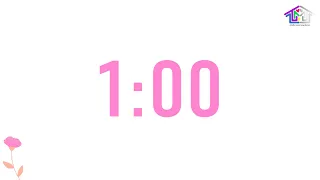 1-Minute Countdown Timer with Alarm| Minimal | White & Pink   🤍🎼⏰