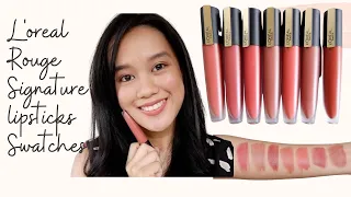 L'oreal Rouge Signature Lipstick Baked Nudes: Swatches and Review on Medium Brown/Asian Skin