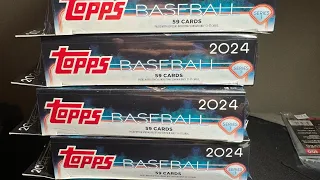 BIG HFA & ROOKIE AUTO! Opening 7 2024 Topps Baseball Series 1 Hanger Boxes! Road to 100 subs!