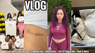 VLOG | Bad Family Spelling Bee + Dyed My Hair Red + New Tattoo + Lots Of Going Out + Haul & More