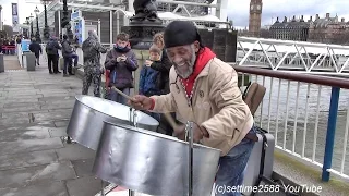 London Street Music. Steelpan from the Caribbean heard in South Bank, Westminster