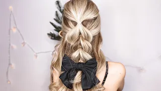 ПРИЧЕСКИ ПОШАГОВО! КРАСИВАЯ ОБЪЕМНАЯ ПРИЧЕСКА С БАНТОМ НА ЛЮБОЙ СЛУЧАЙ 🎀 EASY HAIRSTYLE USING BOW