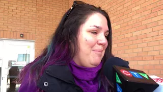 Brittney Gargol's stepmother reacts outside court after charge laid (March 8, 2017)