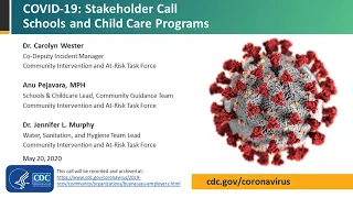 CDC Stakeholder Call: Schools and Child Care Programs