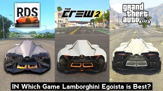 Lamborghini Egoista Sound & Top Speed - Real Driving School vs The Crew 2 vs GTA 5